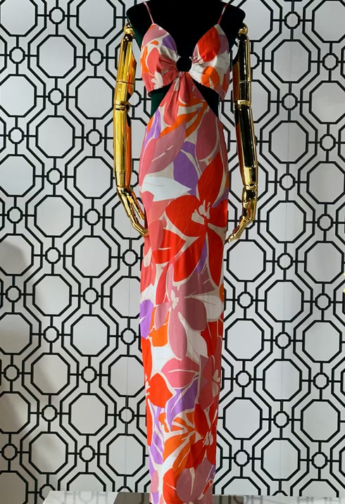 U RING CUT OUT MAXI DRESS